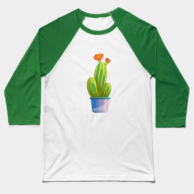 Potted Cactus Baseball T-Shirt by koolteas